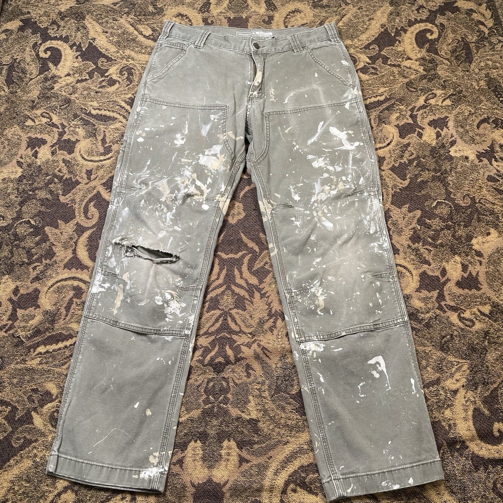 Carhartt Double Knee Pants Mens Size 32x30 Relaxed Fit Green BN2802-M Distressed